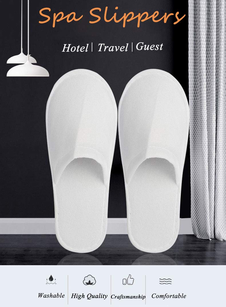 KRISMYA 24 Pairs Spa Slippers,Closed Toe Disposable Slippers,Non-Slip Slippers Fit Size for Men and Women for Hotel Home Guest Used,White - Image 2